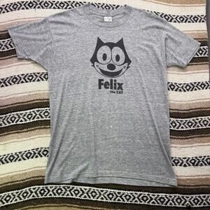 Vintage 1982 Felix the Cat Heather Gray Black Cartoon Animation Shirt Sz Large